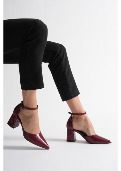 Nerod Bordo Rugan Kadın Topuklu Ayakkabı