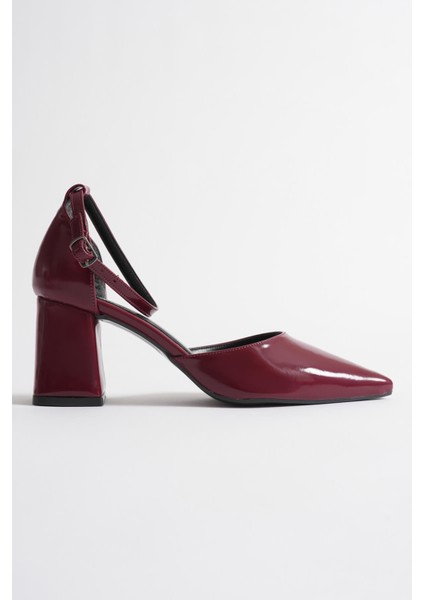 Nerod Bordo Rugan Kadın Topuklu Ayakkabı modelleri