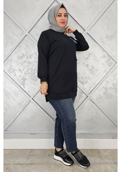 Kadın Taş ve Düğme Detaylı Tesettür Tunik