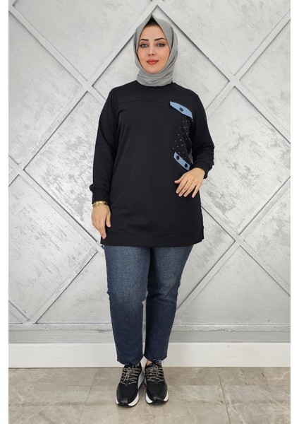 Kadın Taş ve Düğme Detaylı Tesettür Tunik modelleri