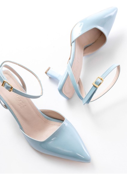 ST-004 Bebe Mavi Rugan Günlük 7 cm Topuklu Bayan Ayakkabı fırsatları