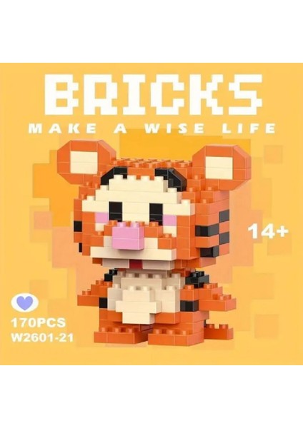 Sevimli Kaplan Figürü 3D Yapboz (148 Parça) | Nano Blok Mini Bricks Hayvan Seti Koleksiyon modelleri