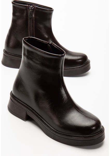 02-3033 Kahve Kırışık Rugan Fermuarlı Günlük Kadın Bot fiyatları