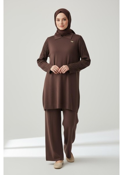 Merserize Kumaş Doku Kol Detaylı Triko Takım - MDS002855TRTKM