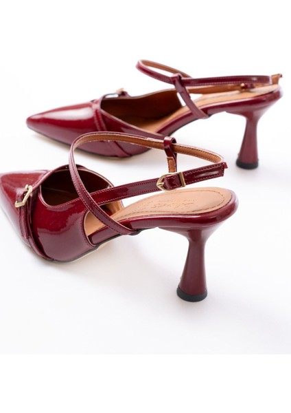 K-6722 Bordo Rugan Toka Detaylı Sivri Burun Kadın Ayakkabı indirimleri