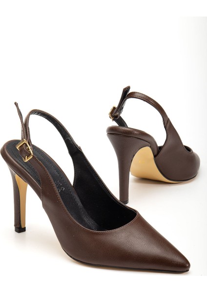 ST-1153 Kahve Günlük Arkası Açık 9 cm Topuklu Kadın Ayakkabı fırsatları