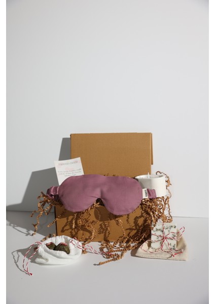 Luma Touch Kiraz-Vişne Çekirdekli Lavantalı Göz Maskesi, Doğal Mum, Blossom Tea & Meditasyon Seti