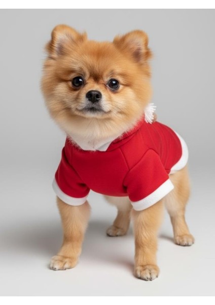 Yılbaşı Ağac Premiumı Kırmızı Polar Köpek Kıyafeti | Kapüşonlu Noel Köpek Sweatshirt | Küçük Irklar Için fiyatları