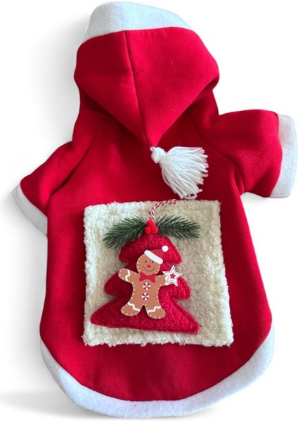 Yılbaşı Ağac Premiumı Kırmızı Polar Köpek Kıyafeti | Kapüşonlu Noel Köpek Sweatshirt | Küçük Irklar Için indirimleri