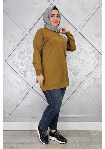 Kadın Taş ve Düğme Detaylı Tesettür Tunik