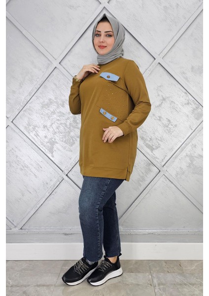 Kadın Taş ve Düğme Detaylı Tesettür Tunik fiyatları
