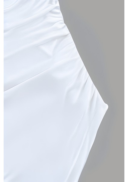 Kadın Likralı Drapeli Uzun Ispanyol Kollu Crop Bluz