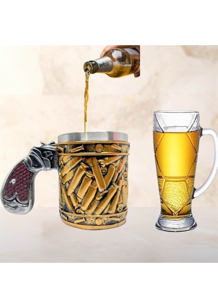 Premium Paslanmaz Çelik Iç Hazneli Mermi Görünümlü Bira Kupası – Mermi Kapsülleri Tasarım 400 ml fiyatları