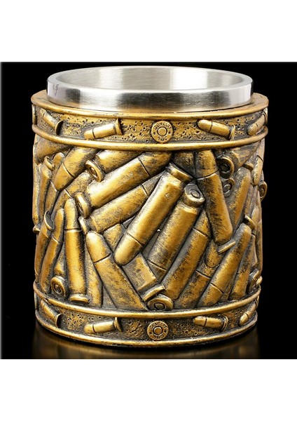 Premium Paslanmaz Çelik Iç Hazneli Mermi Görünümlü Bira Kupası – Mermi Kapsülleri Tasarım 400 ml indirimleri