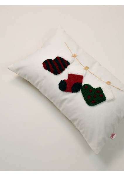 Cozy Set Dikdörtgen - Yılbaşı Serisi Noel Çorap Figür Punch Kırlent Yastık Kılıfı - Dikdörtgen fiyatları