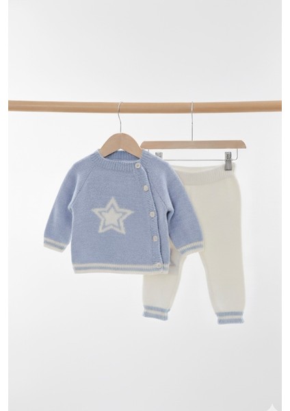 Triko Örme Yıldız Desenli Soft Dokulu Bebek Takımı