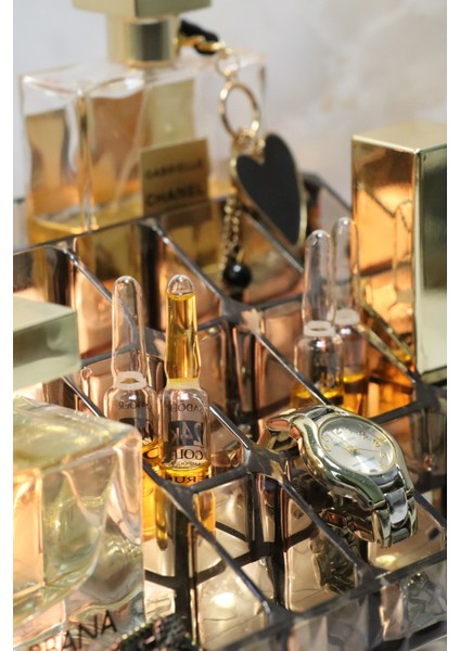 Şeffaf 16 Bölmeli Çok Amaçlı Makyaj ve Takı Organizeri Antrasit modelleri