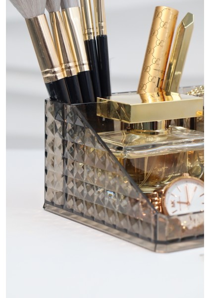 Şeffaf 16 Bölmeli Çok Amaçlı Makyaj ve Takı Organizeri Antrasit indirimleri