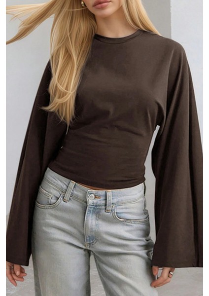 Kadın Uzun Kollu Belden Oturtmalı Bluz modelleri