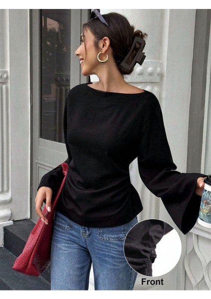 Kadın Belden Bağlamalı Ipli Ispanyol Kol Bluz