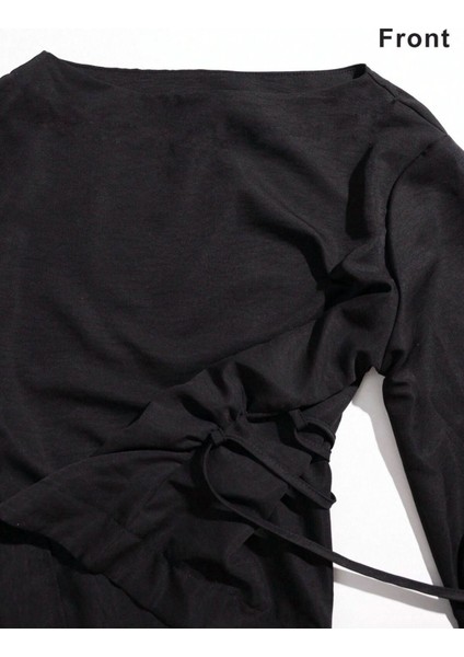 Kadın Belden Bağlamalı Ipli Ispanyol Kol Bluz