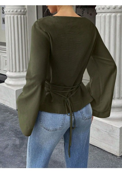 Kadın Belden Bağlamalı Ipli Ispanyol Kol Bluz fiyatları