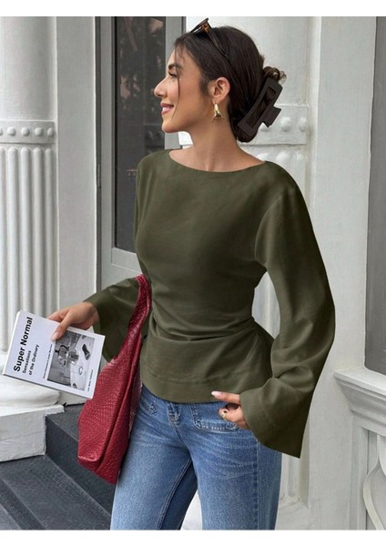 Kadın Belden Bağlamalı Ipli Ispanyol Kol Bluz fırsatları