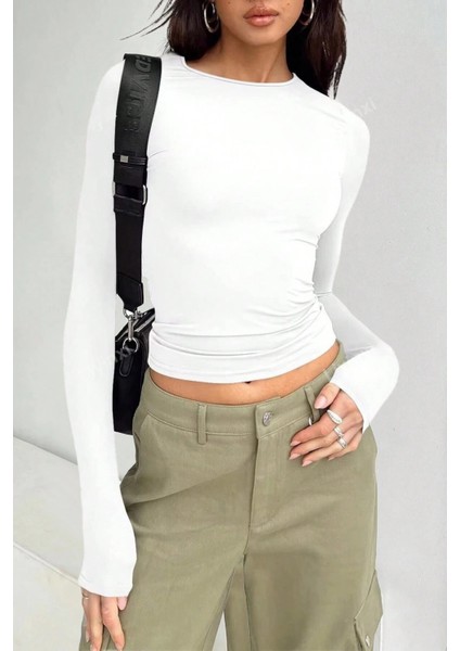 Kadın Bisiklet Yaka Basic Uzun Kollu Likralı Body modelleri