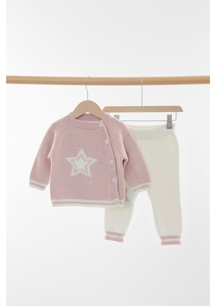 Triko Örme Yıldız Desenli Soft Dokulu Bebek Takımı