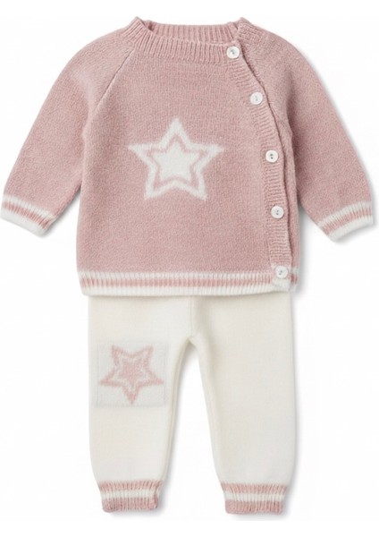 Triko Örme Yıldız Desenli Soft Dokulu Bebek Takımı modelleri
