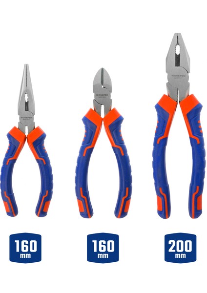 WP201007 200MM/160MM Profesyonel 3’lü Pense Seti fiyatları