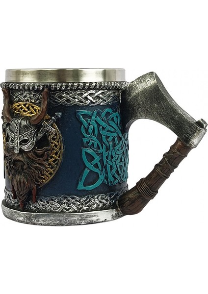 Premium Paslanmaz Çelik Iç Hazneli Baltalı Viking Görünümlü Viking Bira Kupası – Varil Tasarım 450ML modelleri