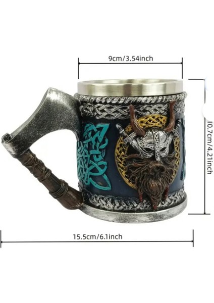 Premium Paslanmaz Çelik Iç Hazneli Baltalı Viking Görünümlü Viking Bira Kupası – Varil Tasarım 450ML indirimleri