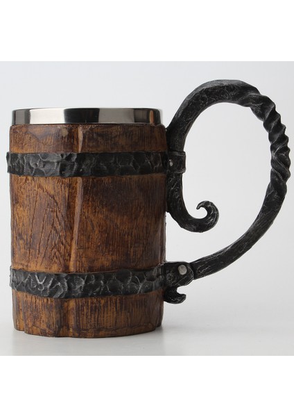 Premium Paslanmaz Çelik Iç Hazneli Ahşap Görünümlü Viking Bira Kupası – Varil Tasarım 650 ml fırsatları