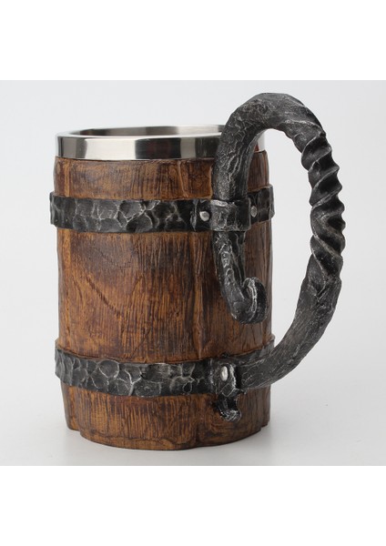 Premium Paslanmaz Çelik Iç Hazneli Ahşap Görünümlü Viking Bira Kupası – Varil Tasarım 650 ml indirimleri