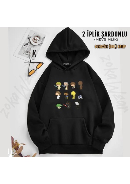 Star Wars Baskılı Kapüşonlu Sweatshirt (2 Iplik)