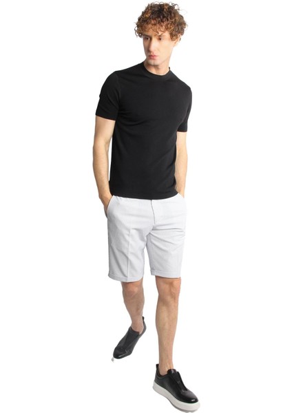 Siyah Standart Fit Dar Kalıp Bisiklet Yaka Düz Kısa Kollu Triko Tişört indirimleri