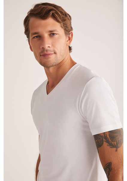 Antonio Erkek V Yaka Pamuklu Erkek Tshirt fiyatları