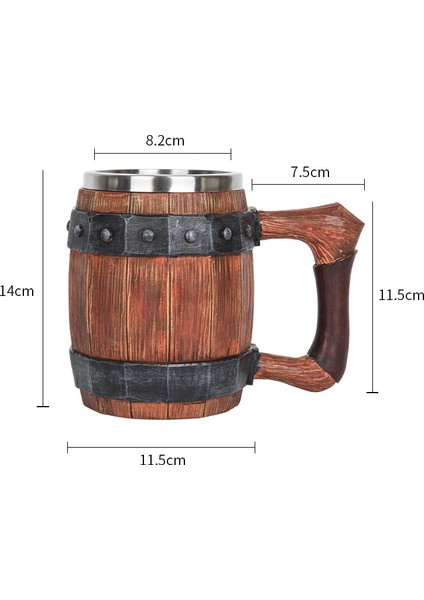 Paslanmaz Çelik Iç Hazneli Kulplu Ahşap Görünümlü Viking Bira Kupası – Varil Tasarım 600 ml fiyatları