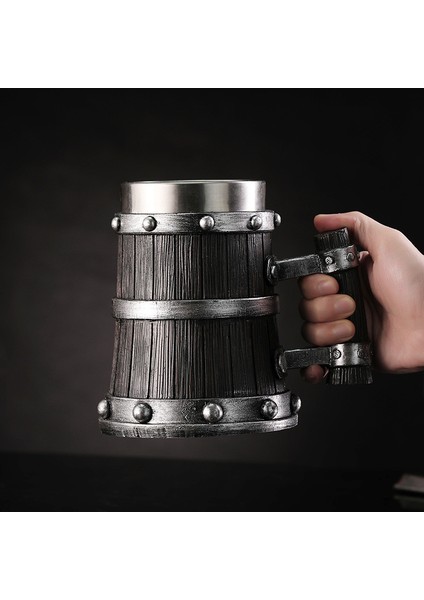 Premium Paslanmaz Çelik Iç Hazneli Ahşap Görünümlü Viking Bira Kupası – Varil Tasarım 600 ml indirimleri