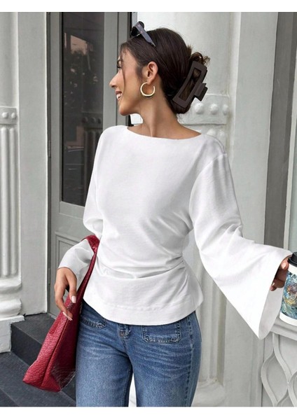 Kadın Belden Bağlamalı Ipli Ispanyol Kol Bluz