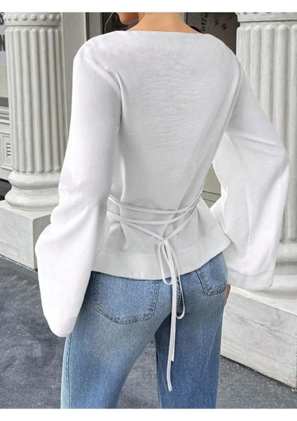 Kadın Belden Bağlamalı Ipli Ispanyol Kol Bluz fiyatları