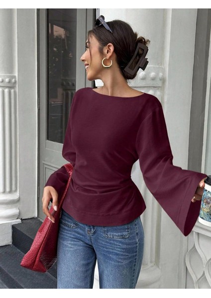 Kadın Belden Bağlamalı Ipli Ispanyol Kol Bluz