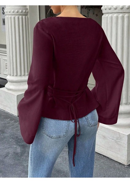 Kadın Belden Bağlamalı Ipli Ispanyol Kol Bluz fiyatları