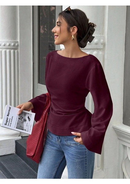 Kadın Belden Bağlamalı Ipli Ispanyol Kol Bluz fırsatları