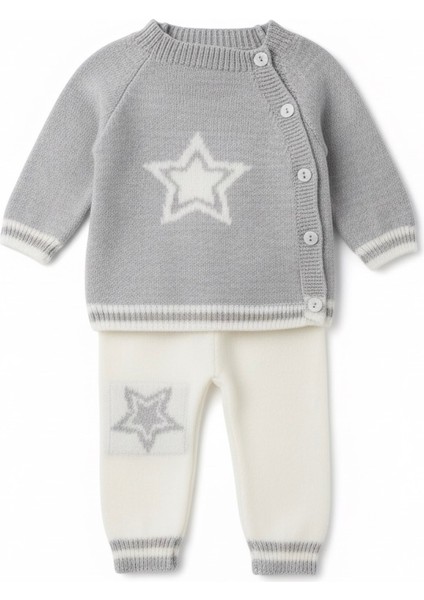 Triko Örme Yıldız Desenli Soft Dokulu Bebek Takımı modelleri
