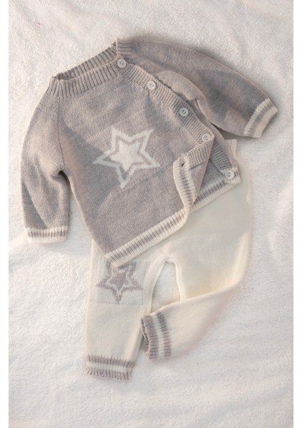 Triko Örme Yıldız Desenli Soft Dokulu Bebek Takımı