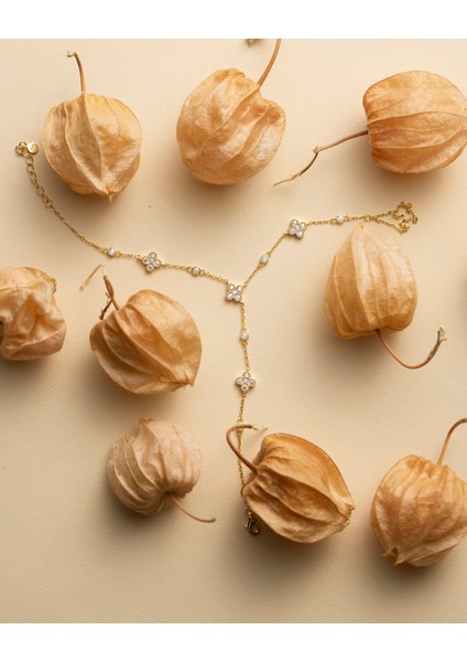 925 Ayar Gümüş Van Cleef Alhambra Yonca Şahmeran – Zirkon Taşlı El Zinciri - Silveria Jewels