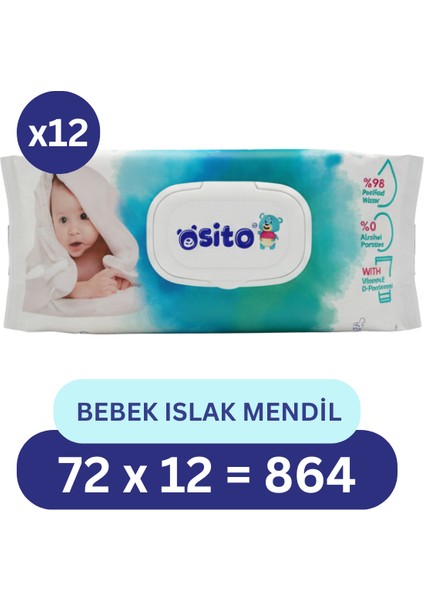 Bebek Islak Mendil (12 x 72) 864 Yaprak
