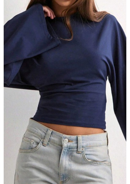 Siyah - Beyaz - Lacivert 3lü Paket Kadın Uzun Kollu Belden Oturtmalı Bluz fırsatları